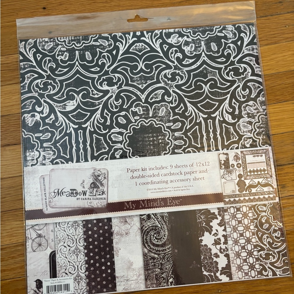 My Mind's Eye Meadowlark Black & White Patterned Cardstock Paper Kit